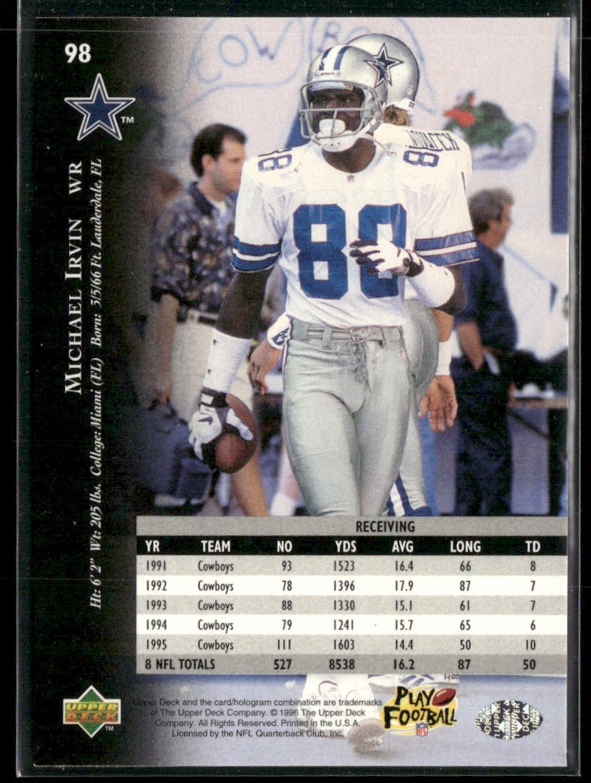 Michael Irvin Player Lot Bundle 10 Different Football Cards MI002 Cowboys back