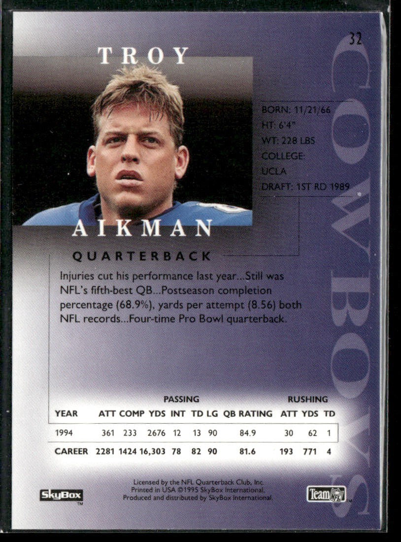 Troy Aikman Player Lot Bundle 10 Different Football Cards TA006 Cowboys back