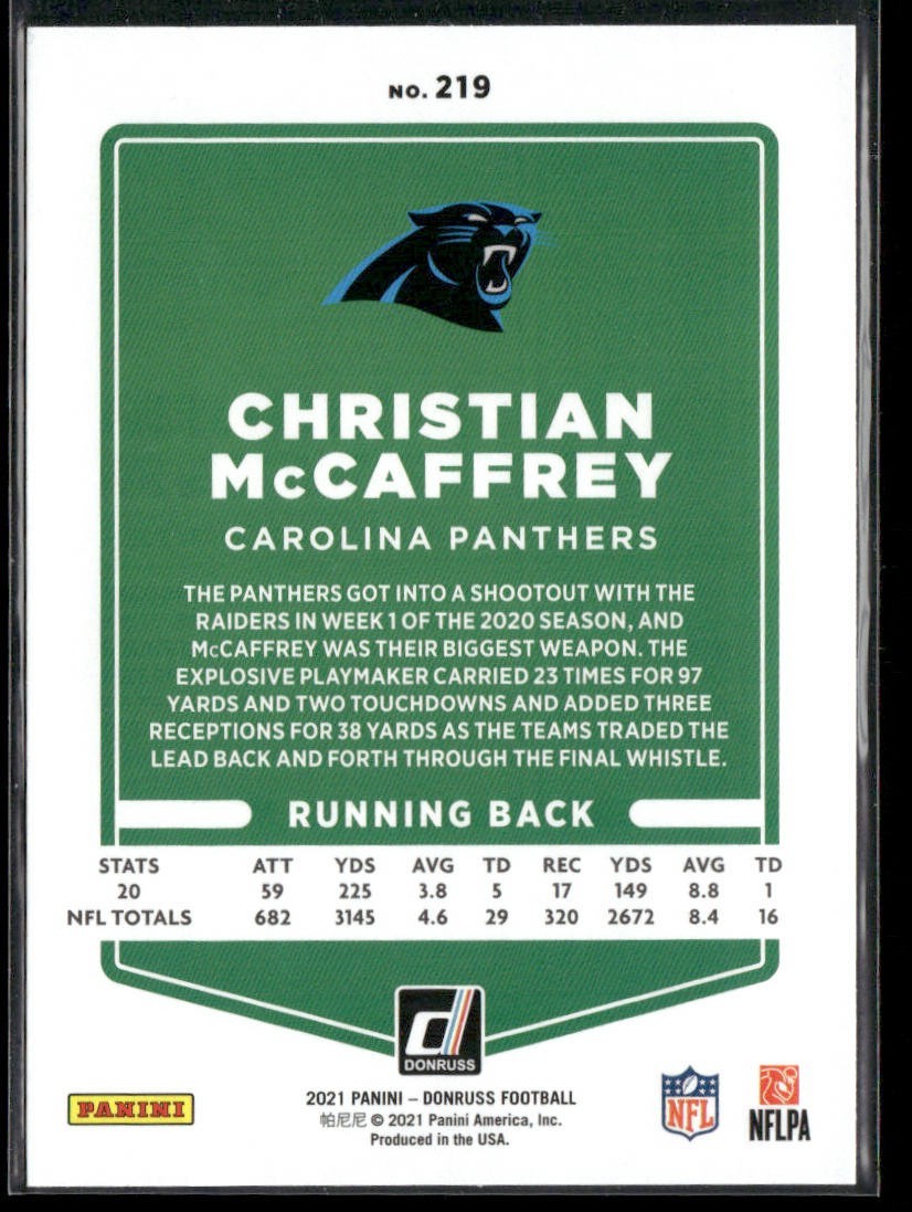 Christian McCaffrey Player Lot Bundle 10 Different Football Cards CM002 back