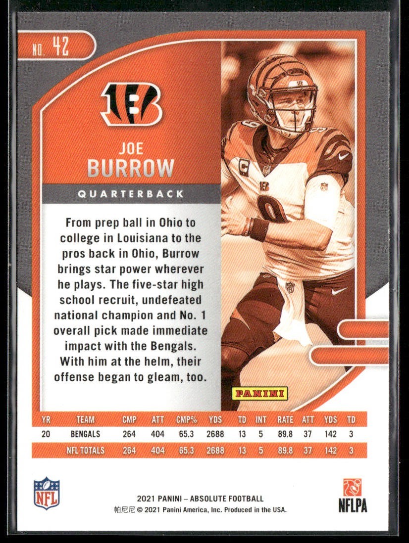 Joe Burrow Player Lot Bundle 10 Different Football Cards JB001 Bengals back