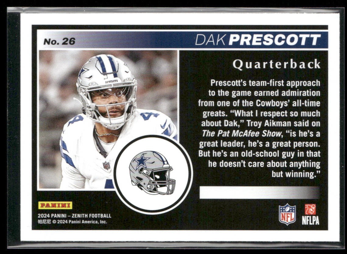 Dak Prescott Player Lot Bundle 10 Different Football Cards DP001 Cowboys back