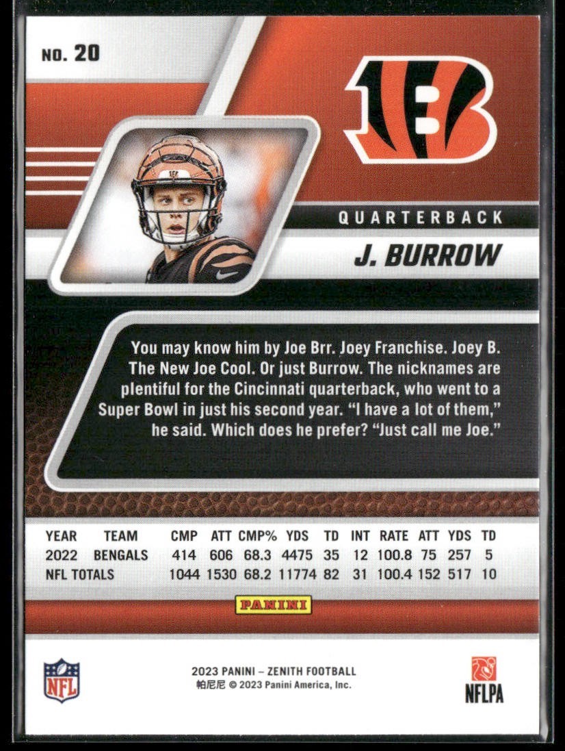 Joe Burrow Player Lot Bundle 10 Different Football Cards JB001 Bengals back