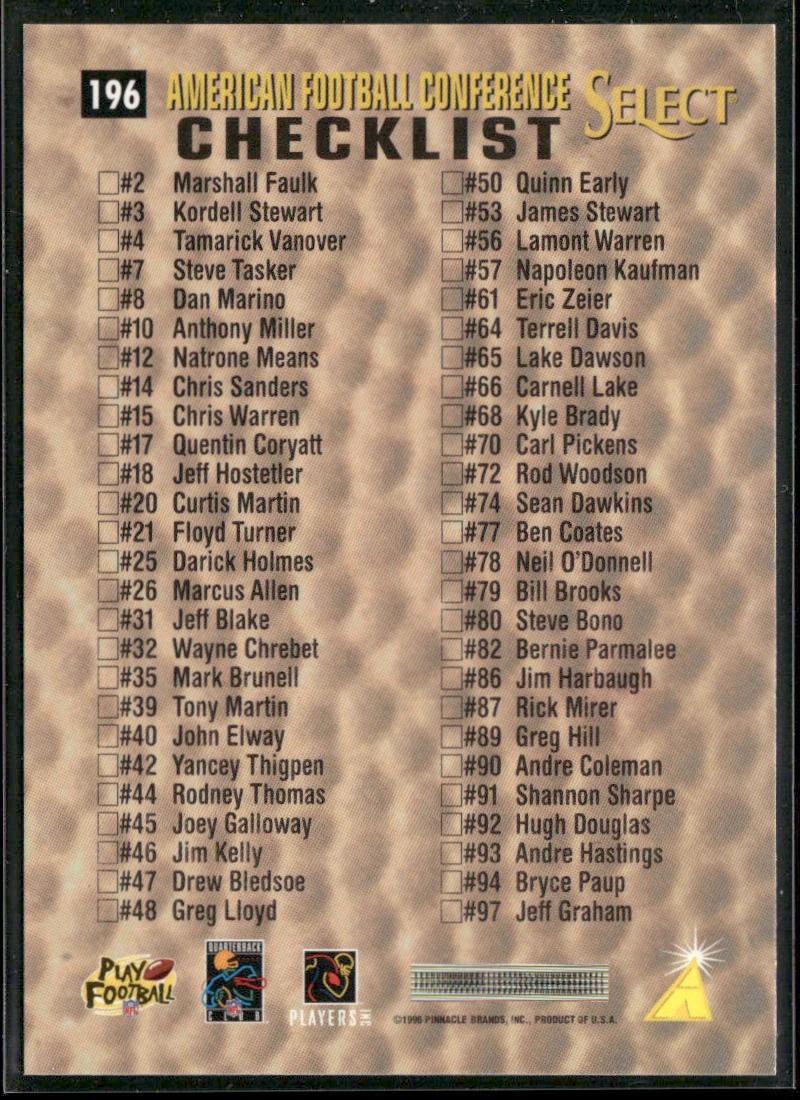 Dan Marino Player Lot Bundle 10 Different Football Cards DM003 Dolphins back