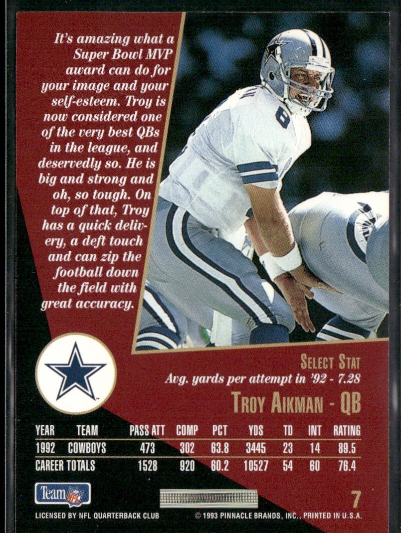 Troy Aikman Player Lot Bundle 10 Different Football Cards TA004 Cowboys back