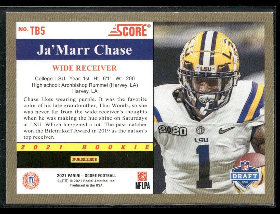 Ja'Marr Chase Player Lot Bundle 10 Different Football Cards JC001 Bengals 2 RC back