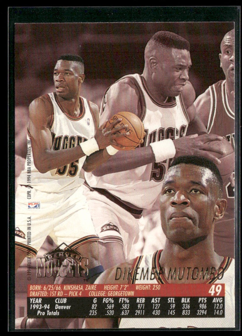 Dikembe Mutombo Player Lot Bundle 10 Basketball Cards DM005 Nuggets Hawks back