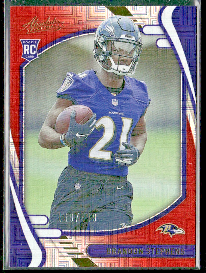 2021 Panini Absolute Rookies Red Squares /499 Brandon Stephens #195 Rookie RC front