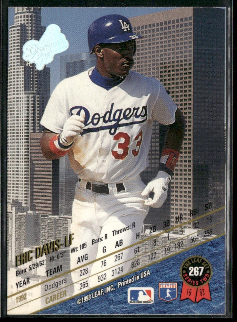 Eric Davis Player Lot Bundle 10 Different Baseball Cards ED001 Reds back