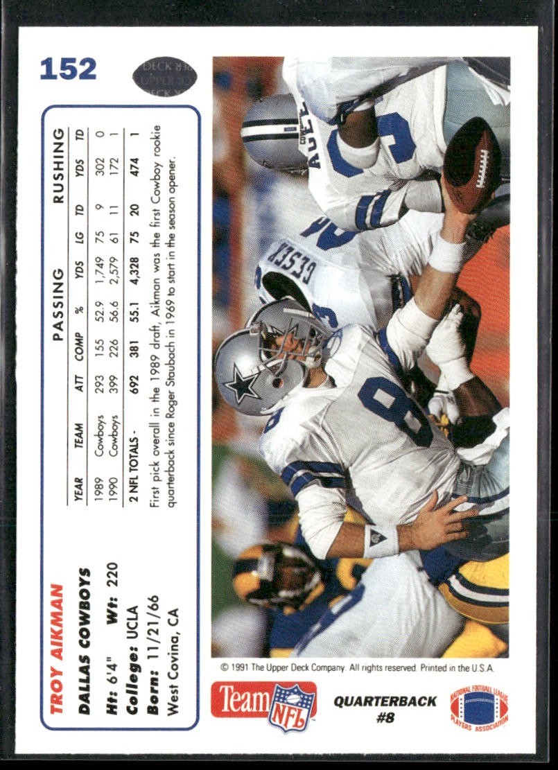 Troy Aikman Player Lot Bundle 10 Different Football Cards TA006 Cowboys back