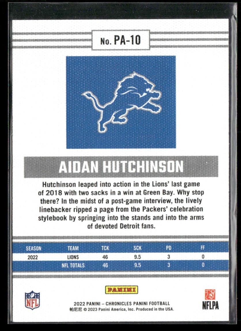 Aidan Hutchinson Player Lot Bundle 10 Different Football Cards AH002 Lions 6RC back