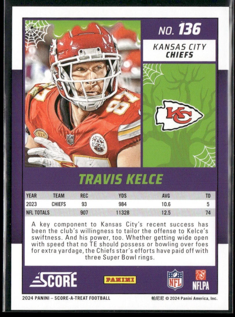 Travis Kelce Player Lot Bundle 10 Different Football Cards TK003 Chiefs back