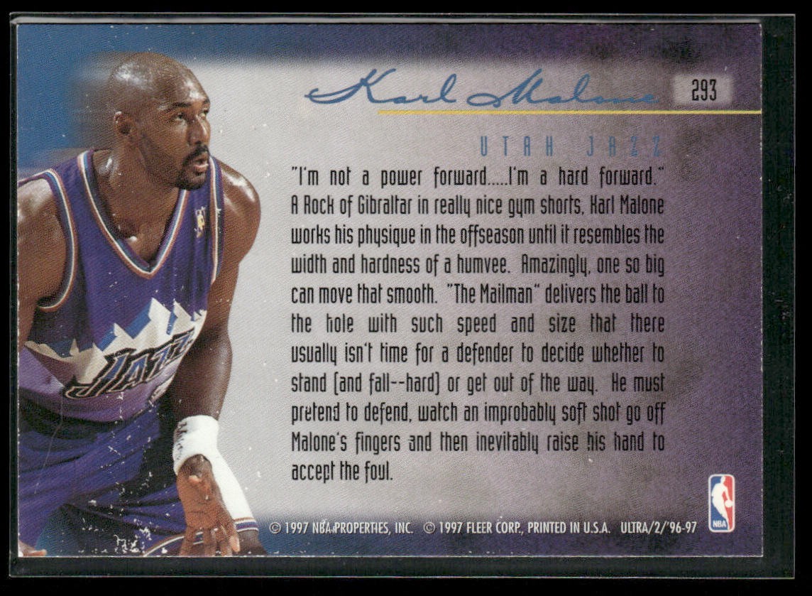 Karl Malone Player Lot Bundle 10 Basketball Cards KM005 Utah Jazz back
