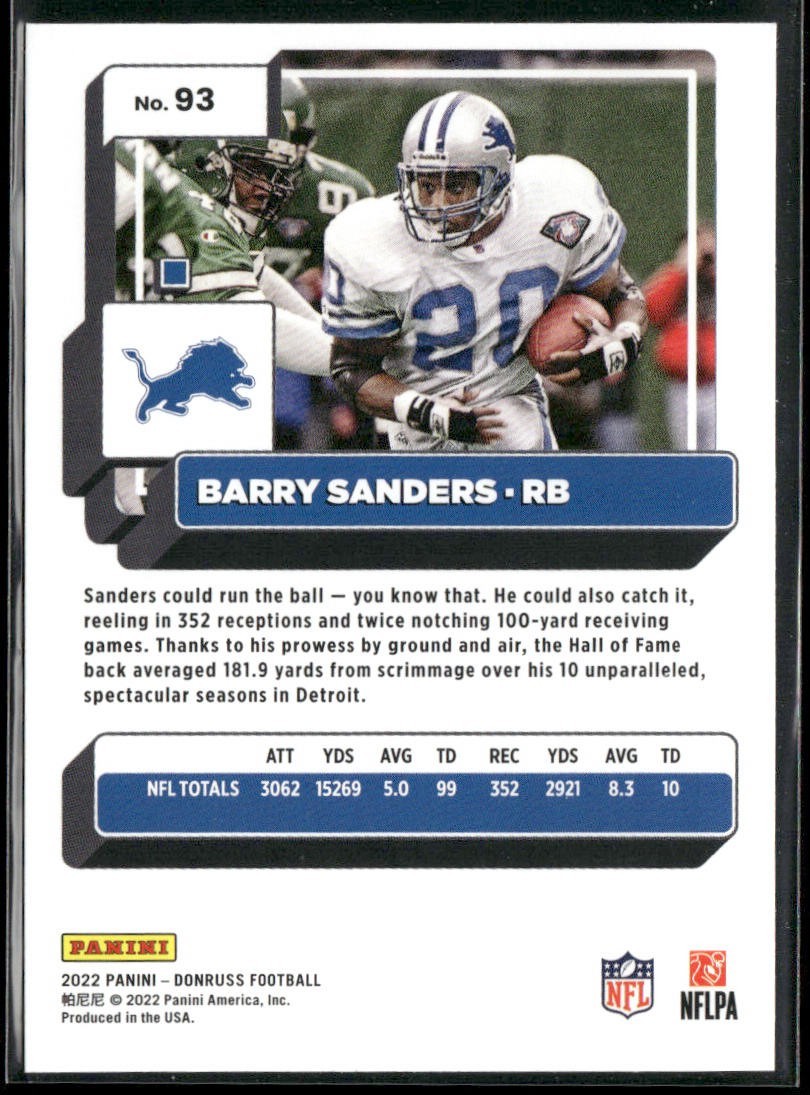Barry Sanders Player Lot Bundle 10 Different Football Cards BS006 Lions back