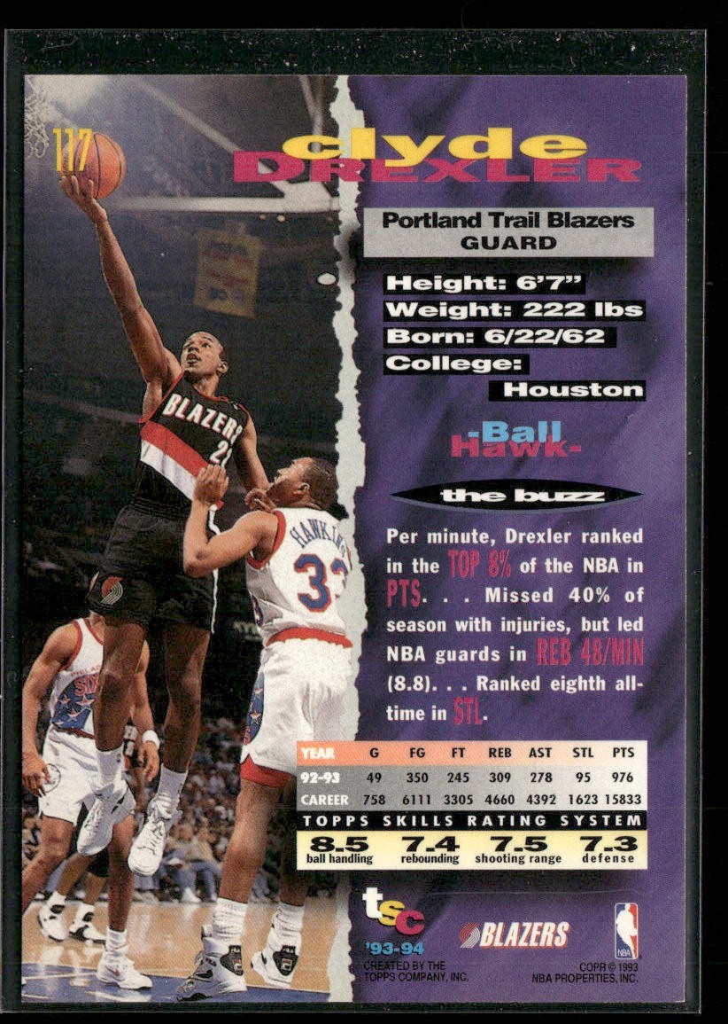 Clyde "The Glide" Drexler Player Lot Bundle 10 Basketball Cards CD003 Portland back