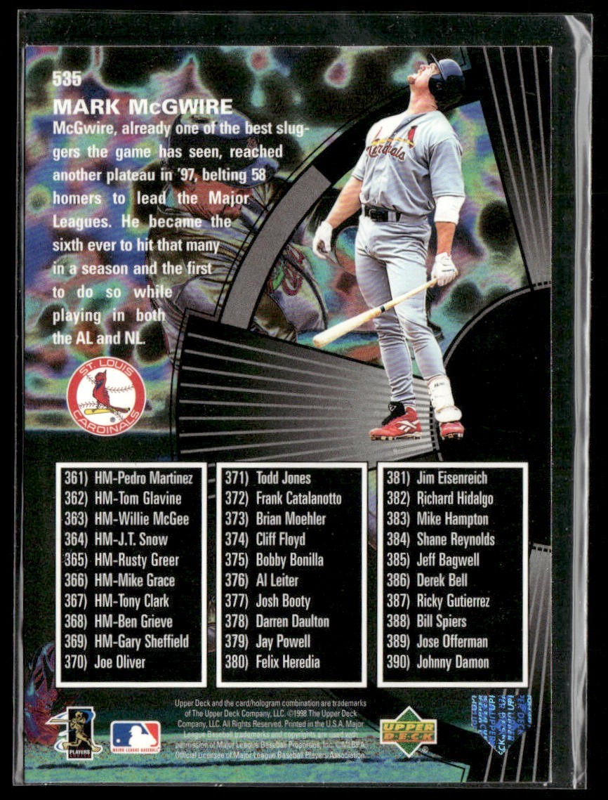 Mark McGwire Player Lot Bundle 10 Different Baseball Cards MM002 Athletics back
