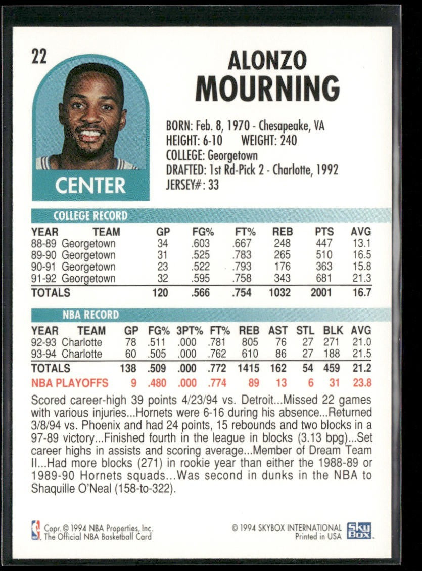 Alonzo Mourning Player Lot Bundle 10 Different Basketball Cards AM004 Heat back