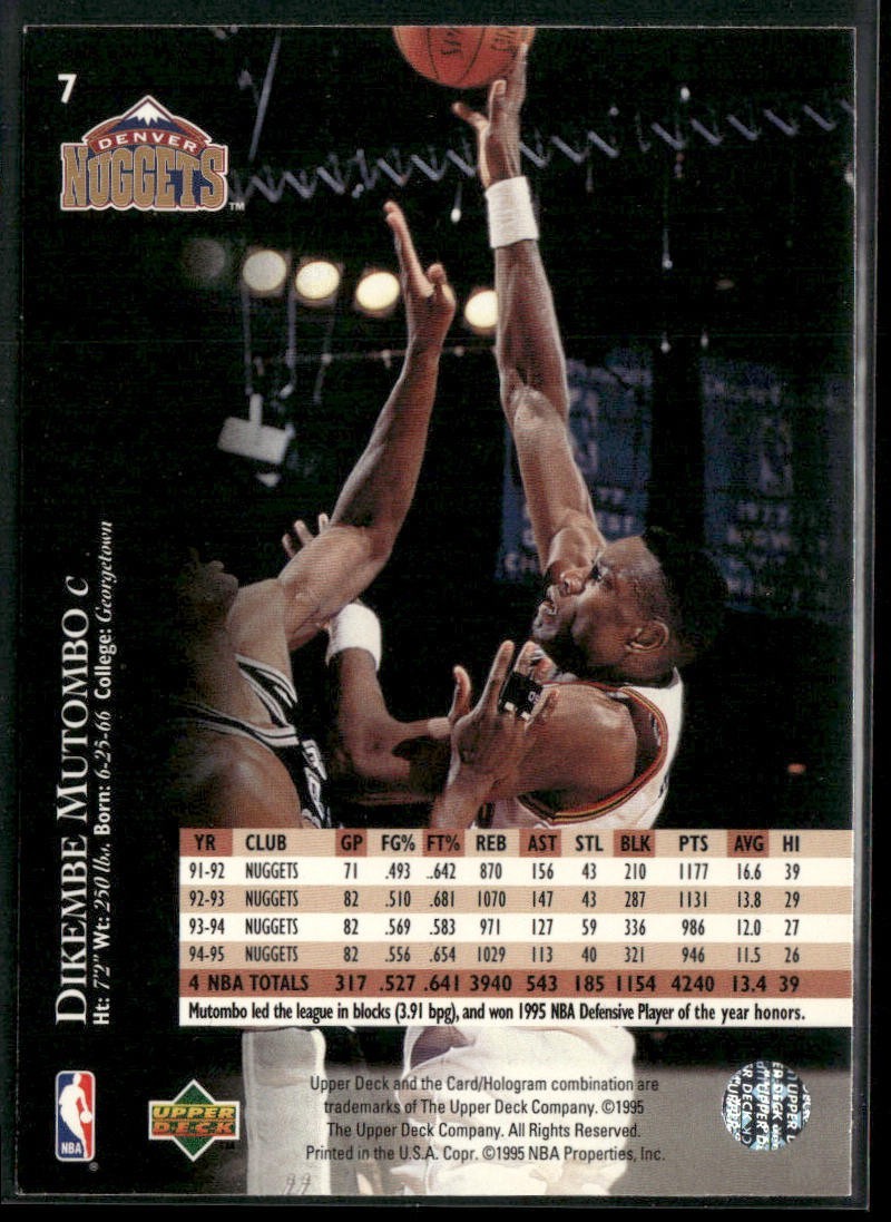 Dikembe Mutombo Player Lot Bundle 10 Basketball Cards DM002 Nuggets Hawks back