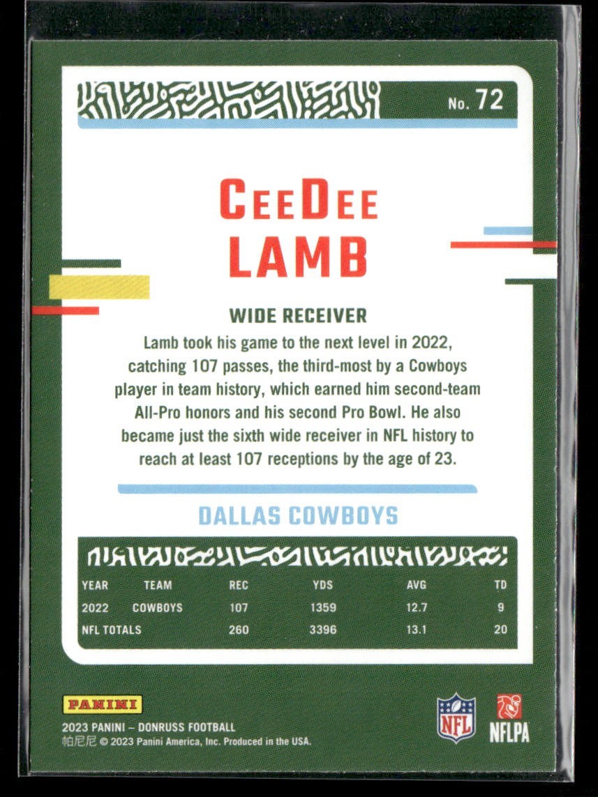 CeeDee Lamb Player Lot Bundle 10 Different Football Cards CDL002 Cowboys 2 RC back