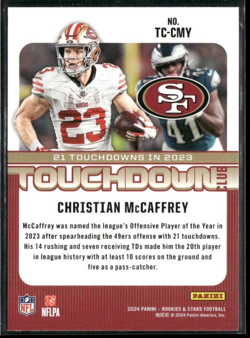 Christian McCaffrey Player Lot Bundle 10 Different Football Cards CM002 back