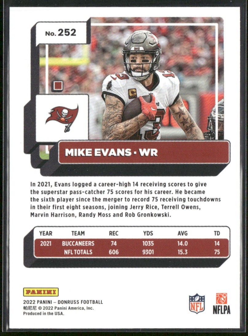 Mike Evans Player Lot Bundle 10 Different Football Cards ME001 Buccaneers back