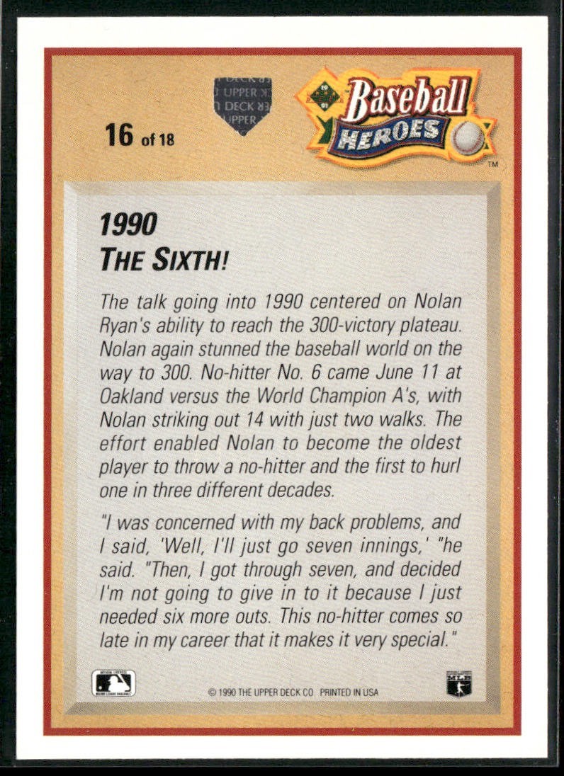 Nolan Ryan Player Lot Bundle 10 Different Baseball Cards NR002 Rangers back