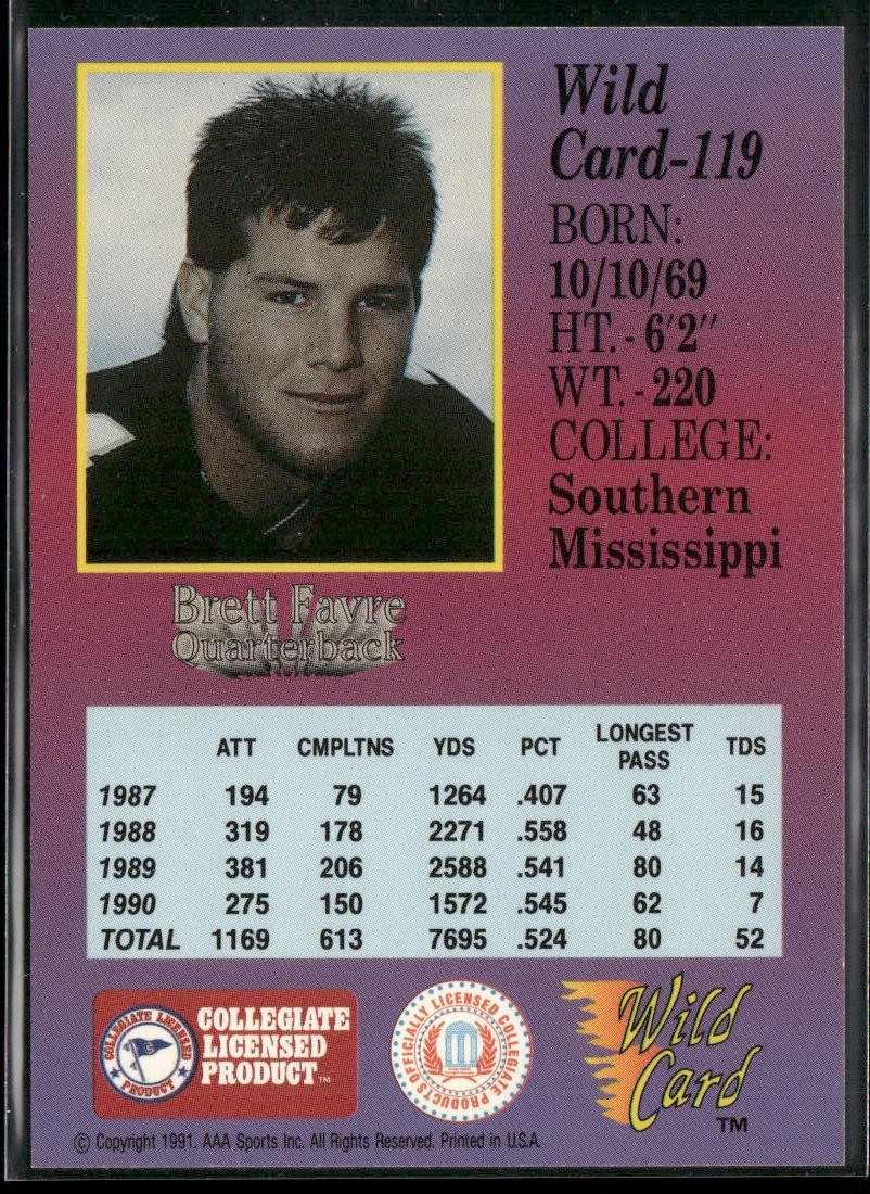 Brett Favre Player Lot Bundle 10 Different Football Cards BF003 Packers back