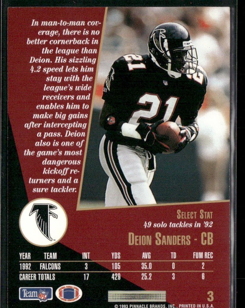 Deion Sanders Player Lot Bundle 10 Different Football Cards DS003 Falcons 49ers back