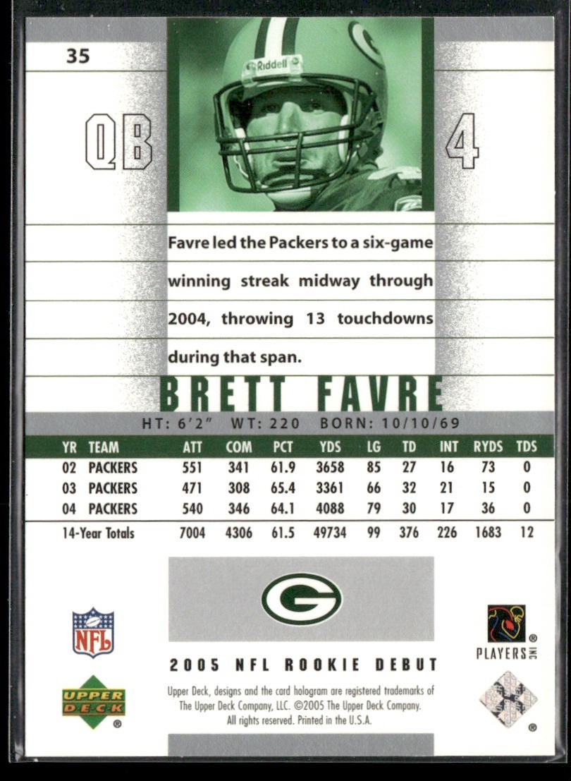 Brett Favre Player Lot Bundle 10 Different Football Cards BF004 Packers back