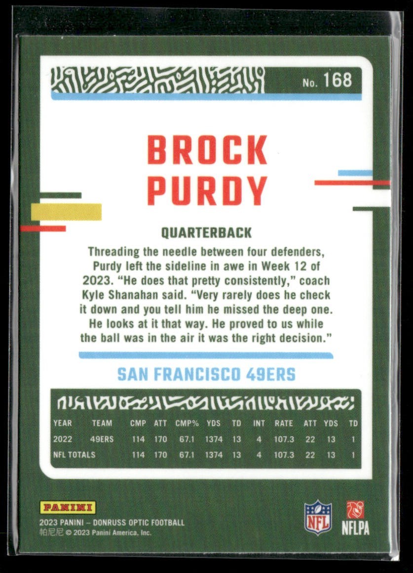 Brock Purdy Player Lot Bundle 10 Different Football Cards BP001 49ers back