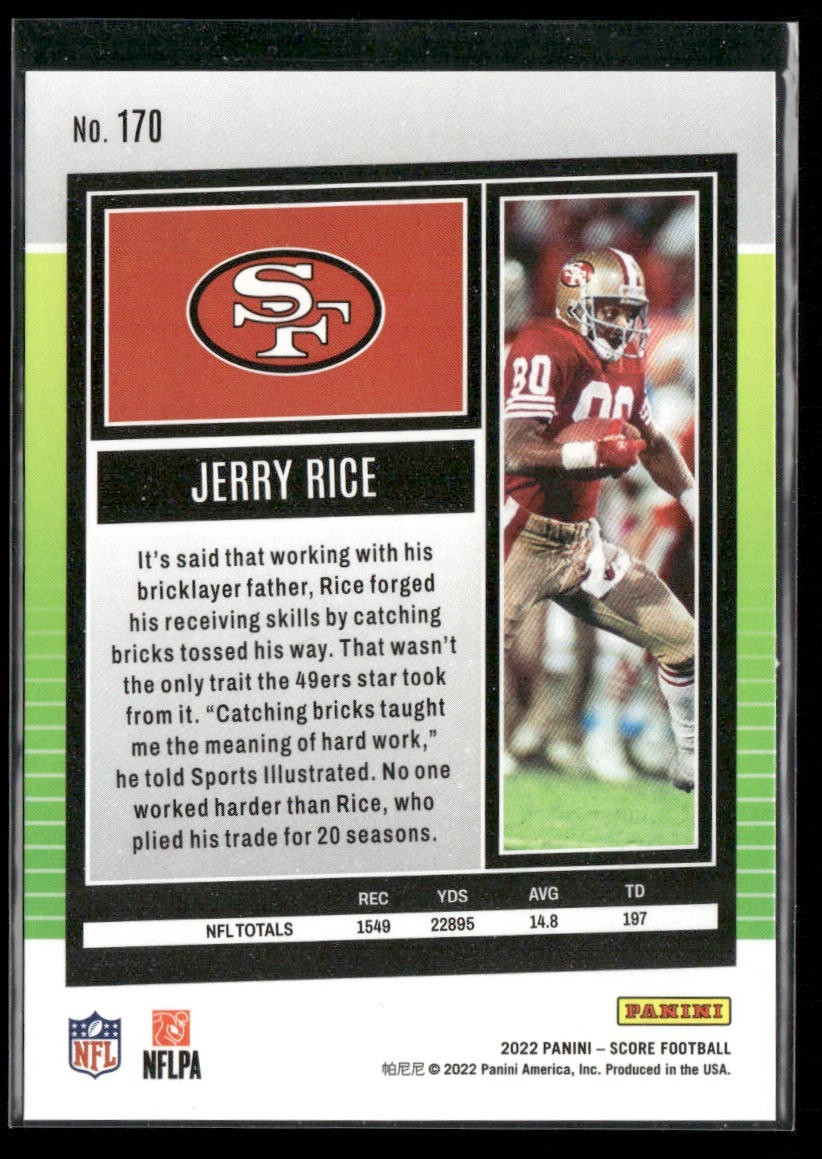 Jerry Rice Player Lot Bundle 10 Different Football Cards JR006 49ers back