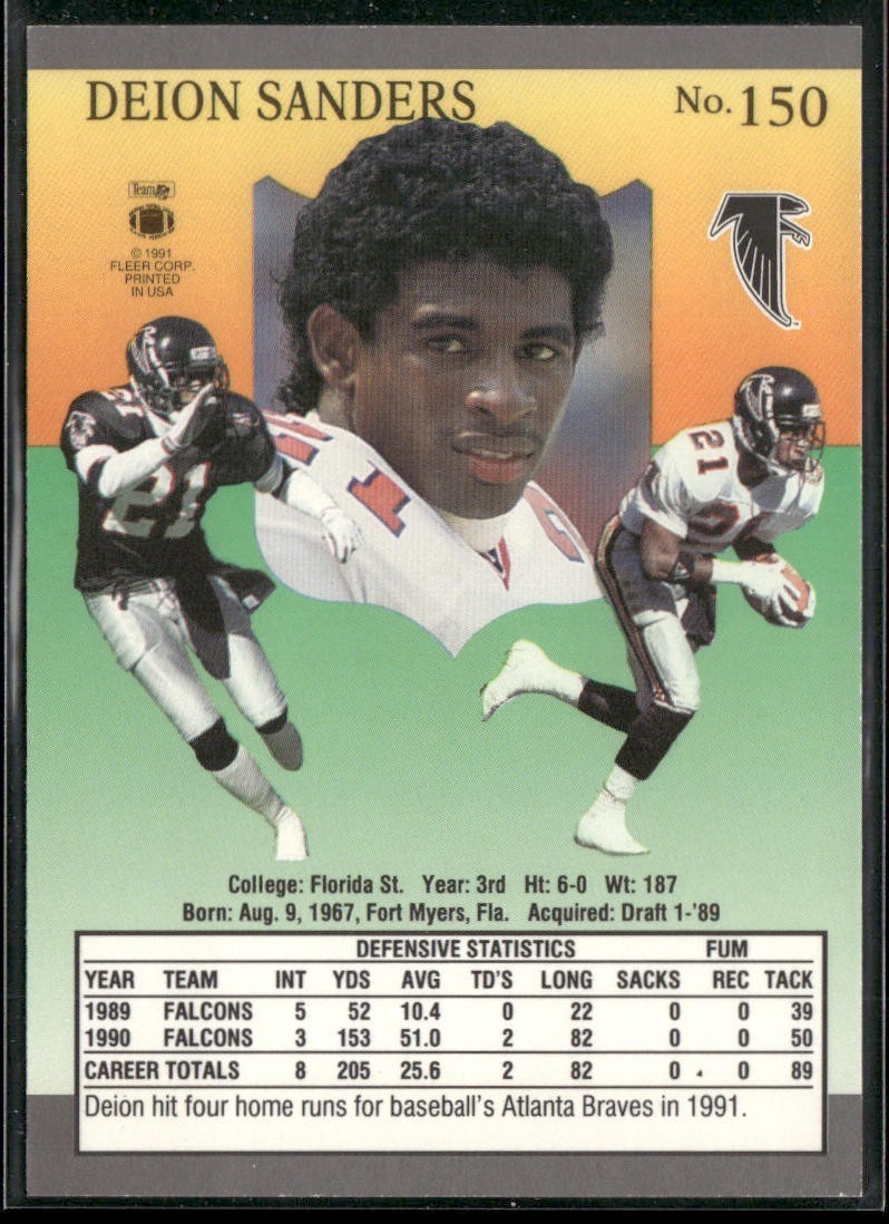 Deion Sanders Player Lot Bundle 10 Different Football Cards DS001 Falcons 49ers back