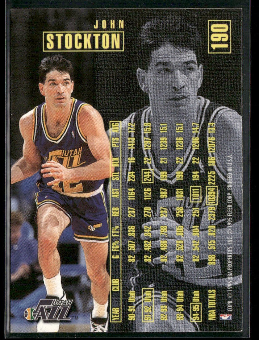 John Stockton Player Lot Bundle 10 Basketball Cards JS003 Utah Jazz back