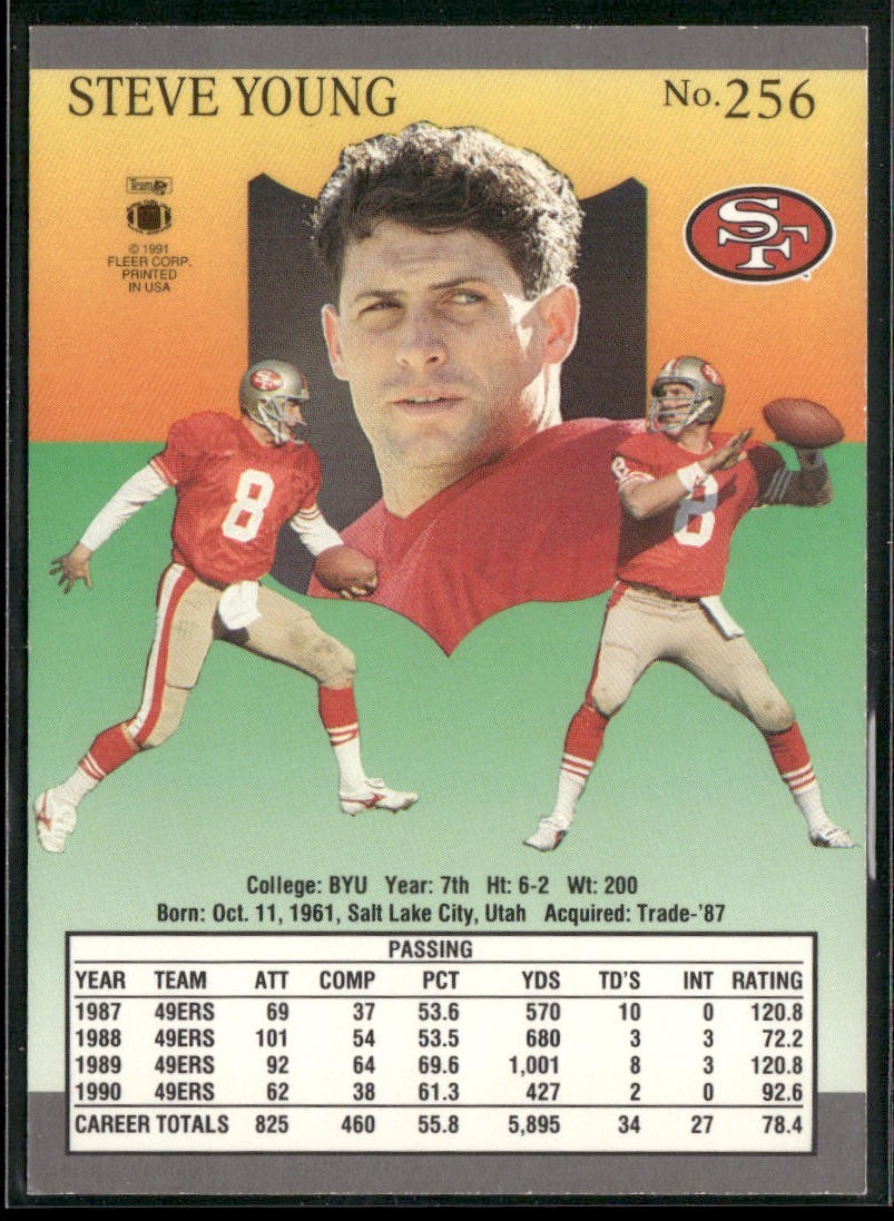 Steve Young Player Lot Bundle 10 Different Football Cards SY001 49ers back