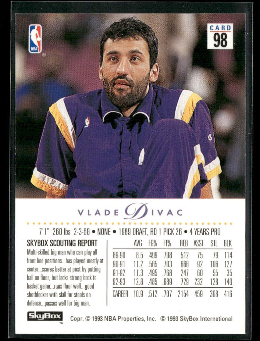 Vlade Divac Player Lot Bundle 10 Basketball Cards VD004 Lakers Hornets back