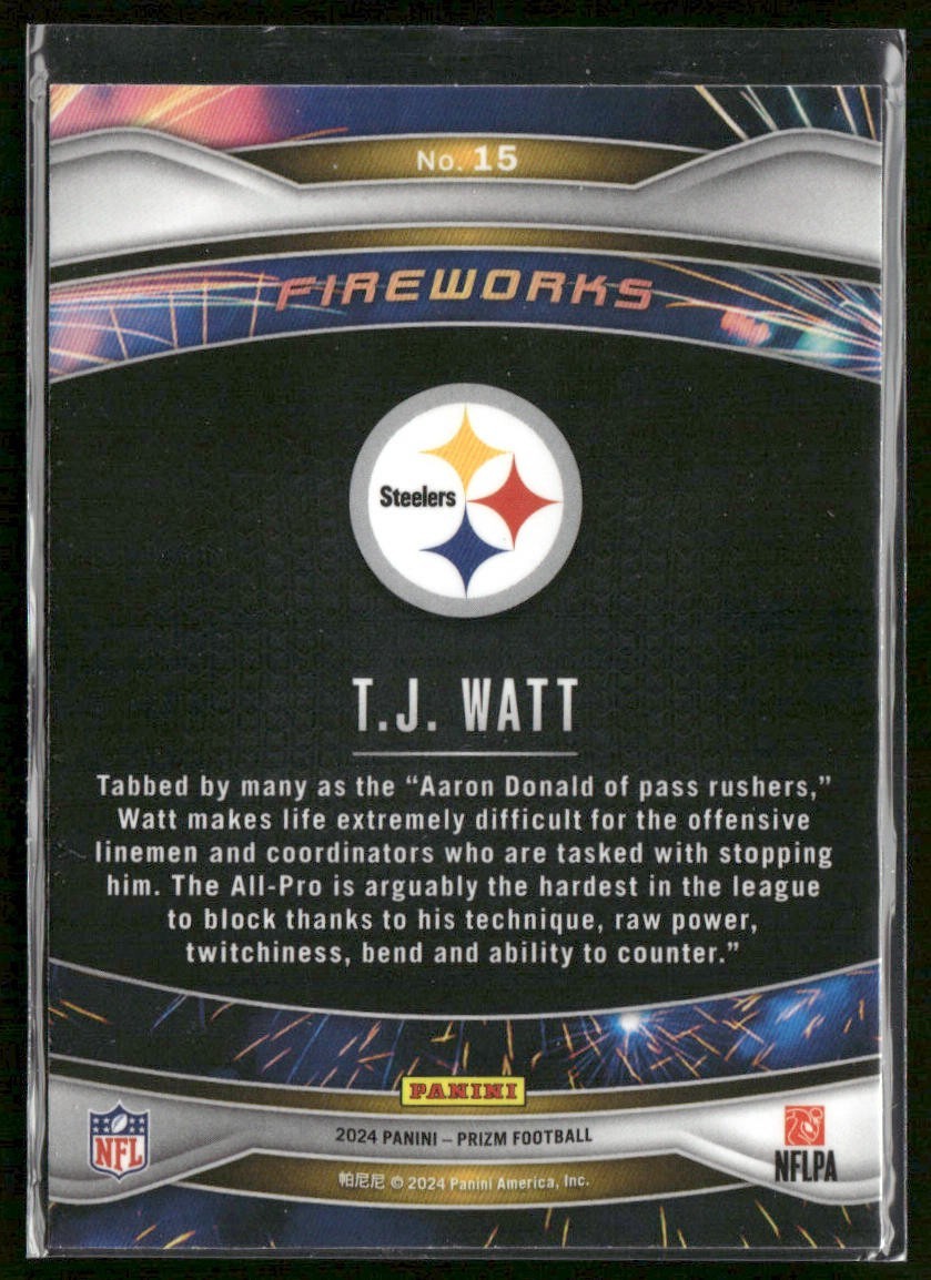 TJ Watt Player Lot Bundle 10 Different Football Cards TJW001 Steelers back