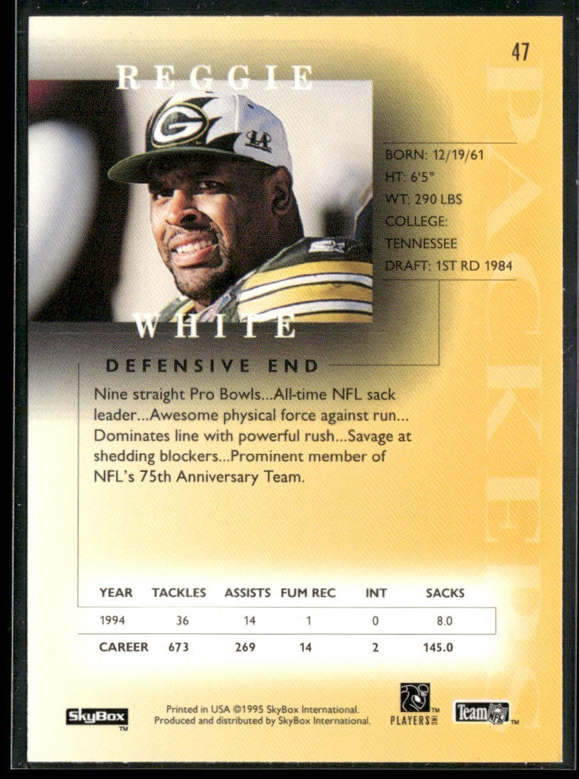 Reggie White Player Lot Bundle 10 Different Football Cards RW004 Eagles Packers back