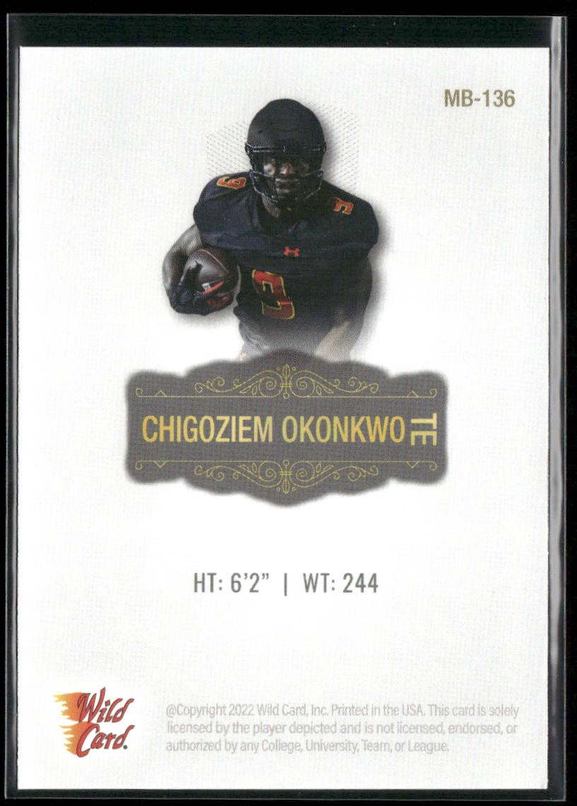 Chigoziem Okonkwo 2022 Wild Card Matte White #MB-136 Maryland Terrapins back