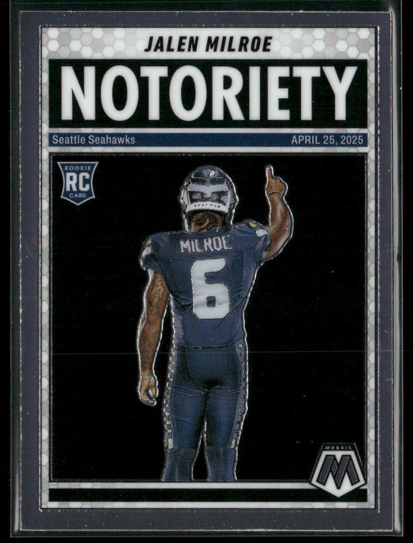 Jalen Milroe 2025 Panini Mosaic Notoriety #15 Seattle Seahawks front