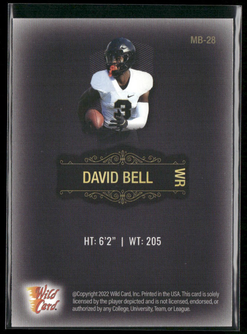 David Bell 2022 Wild Card Matte #MB-28 Purdue Boilermakers back