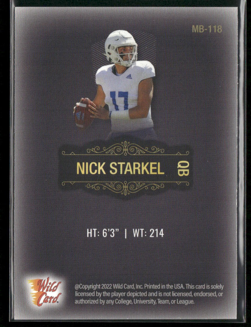 Nick Starkel 2022 Wild Card Matte Black #MB-118 San Jose State Spartans back