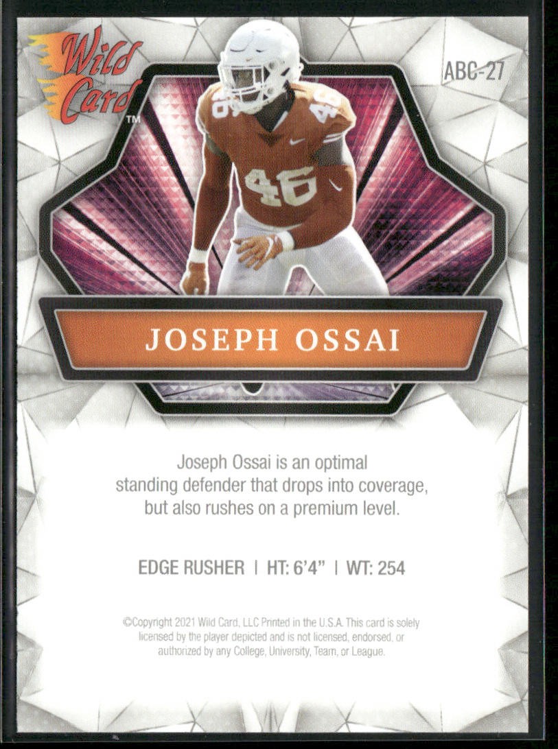 Joseph Ossai 2021 Wild Card Alumination #ABC-27 Texas Longhorns back