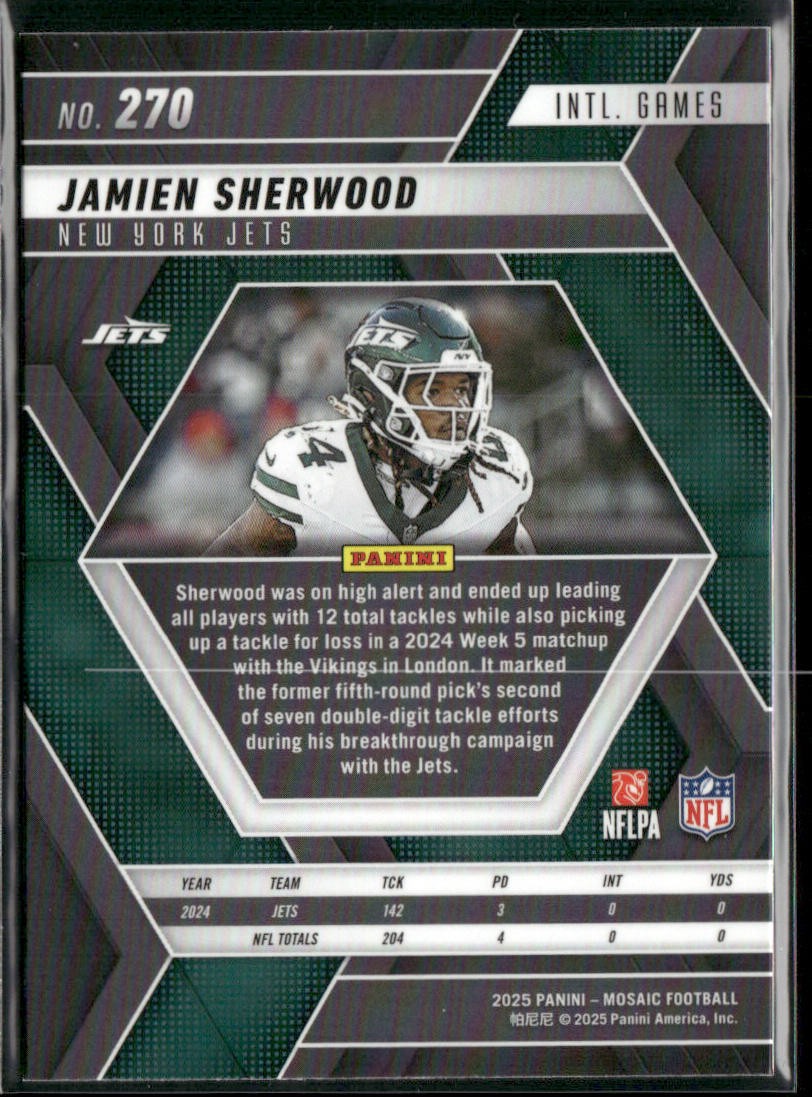 Jamien Sherwood 2025 Panini Mosaic #270 New York Jets back