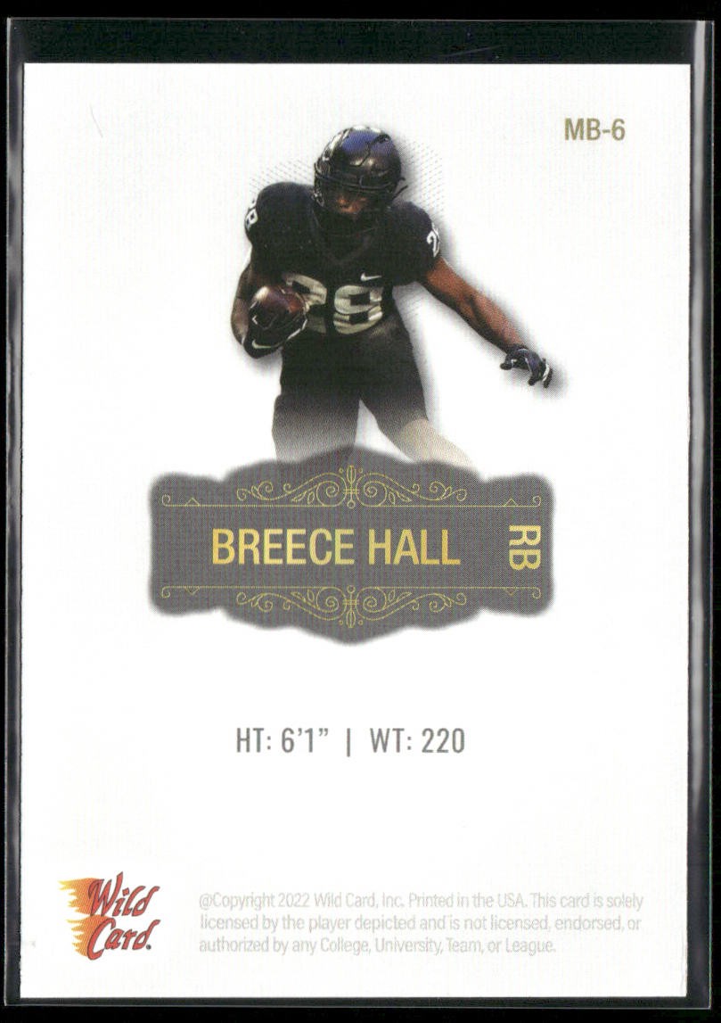 Breece Hall 2022 Wild Card Matte White #MB-6 Iowa State Cyclones back