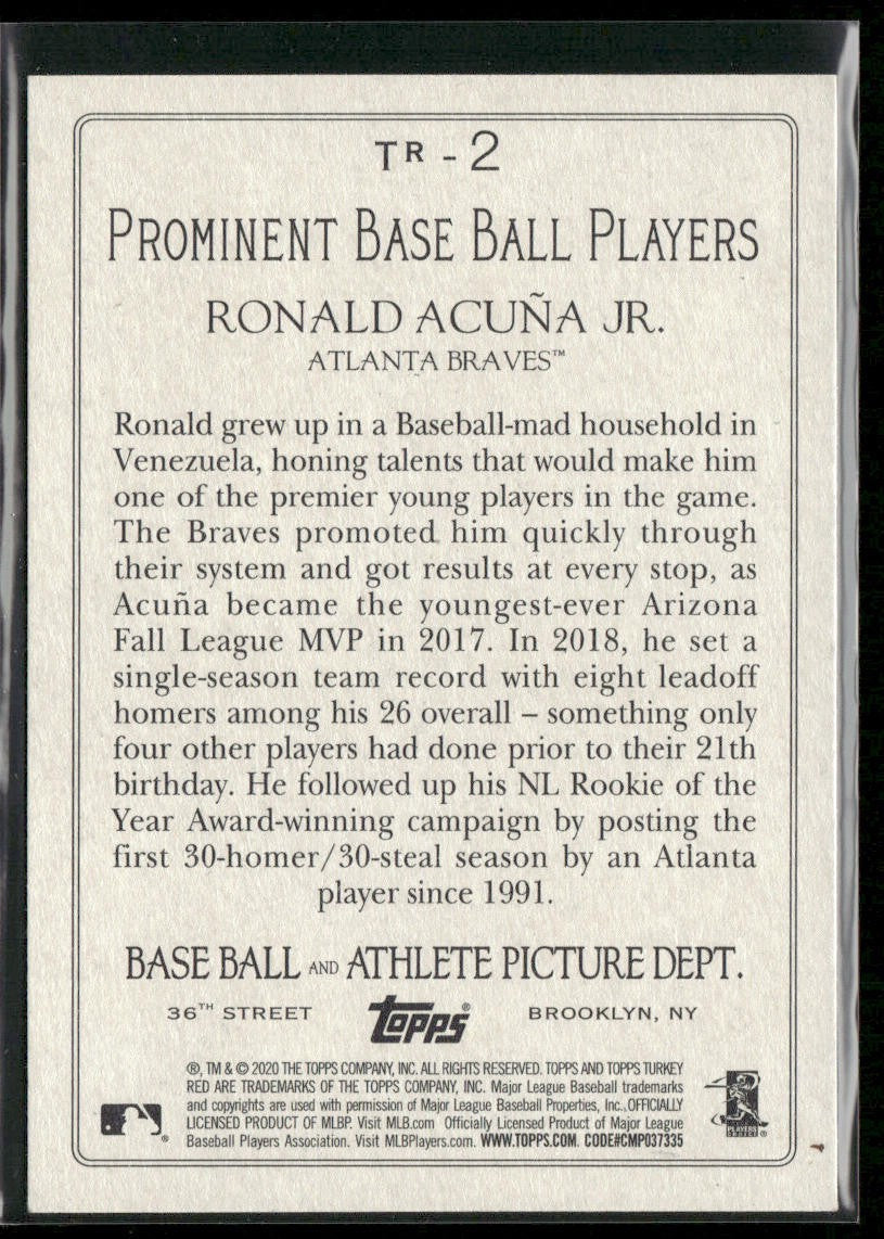 Ronald Acuña Jr. 2020 Topps Turkey Red 2020 (Series 1) #TR-2 Atlanta Braves back